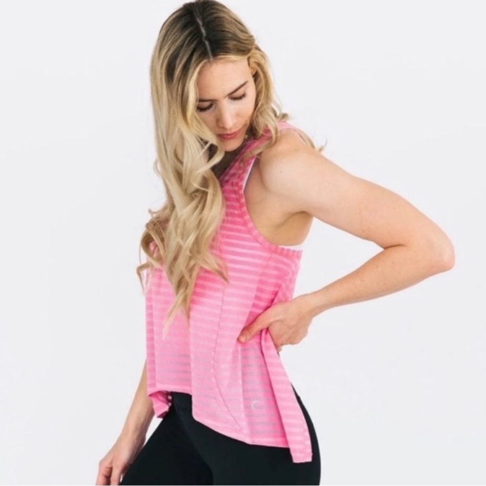 ZYIA Active Pink Nimbus Split Back Tank Top Medium
